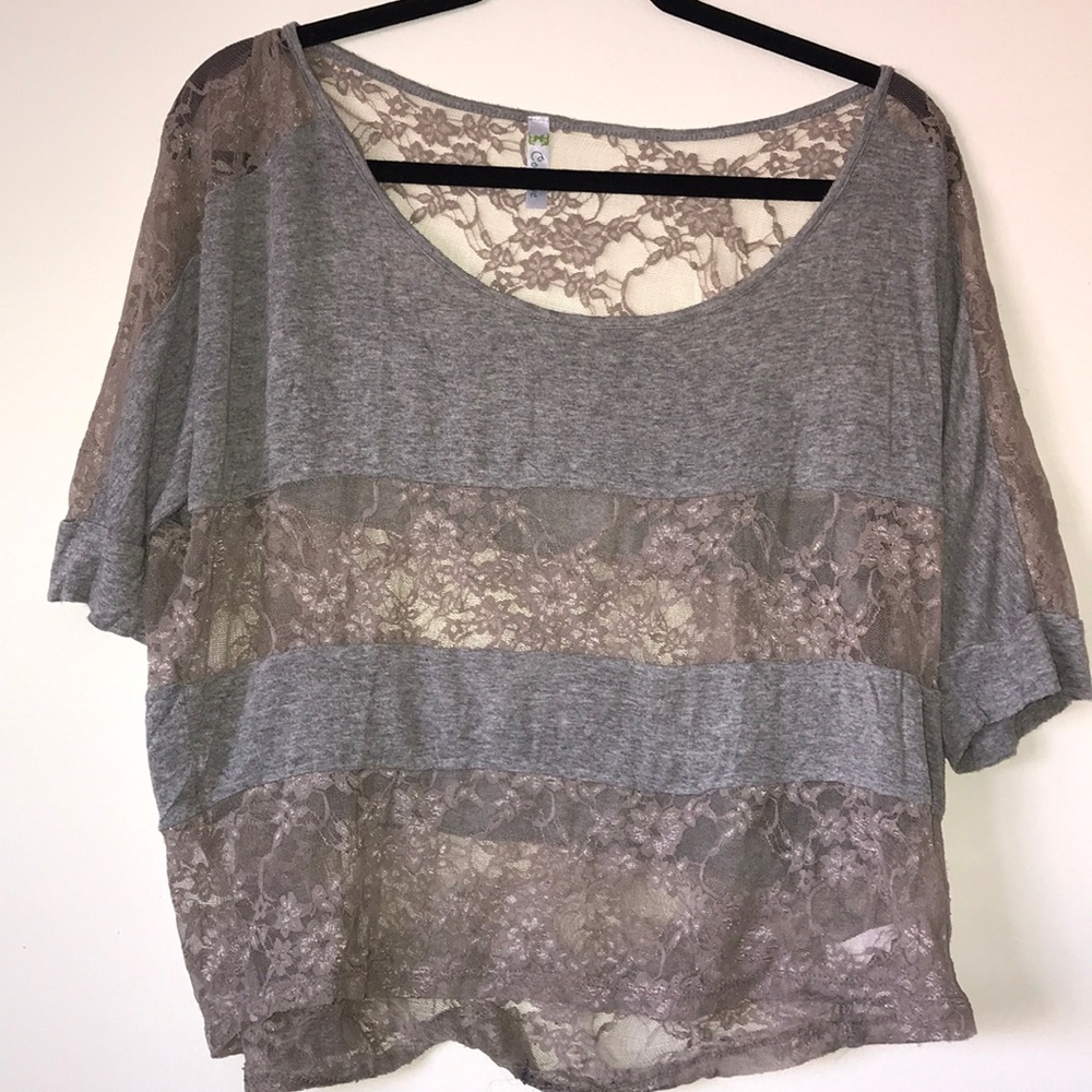 Comfy lace striped shirt